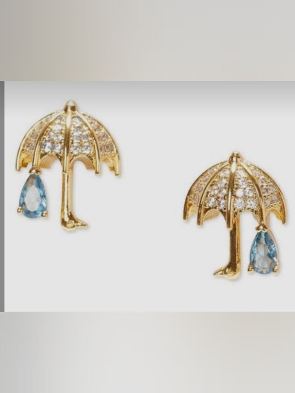 Kate Spade- " Rain Or Shine " Pave Umbrella ☔ Stud Earrings 💛